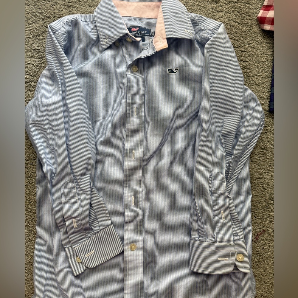 Vineyard Vines Kids Blue Striped Button Down Shirt